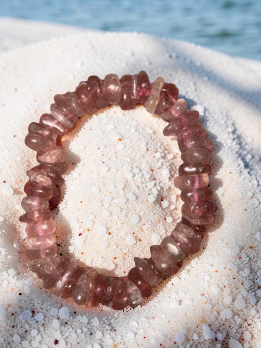 10mm Strawberry Quartz Chip Bracelet 🍓